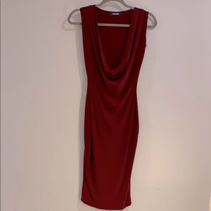 Misguided Maroon Midi Dress